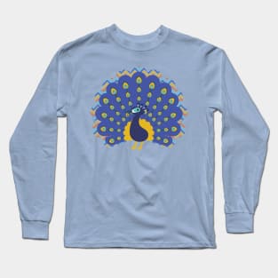 Colorful Abstract Peacock Bird Lover Design Long Sleeve T-Shirt